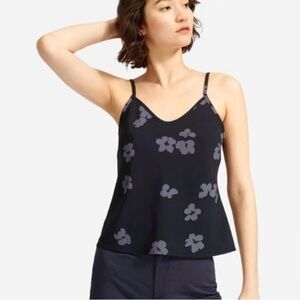 Everlane Womens 2 Cami Top Adjustable Strap Black Gray Floral Sleeveless Shirt